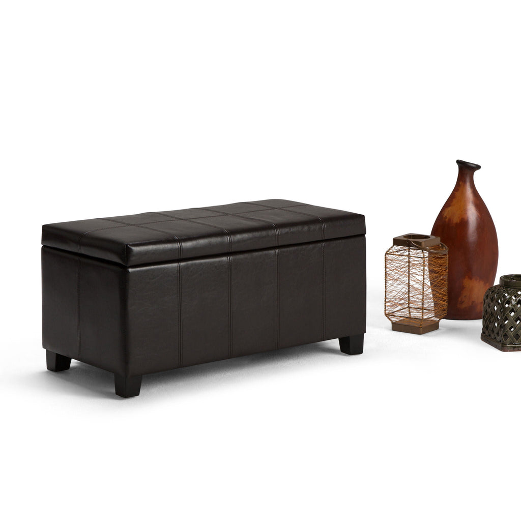 Multifunctional Storage Ottoman Bench with Safety Hinge - Dark Brown or Black