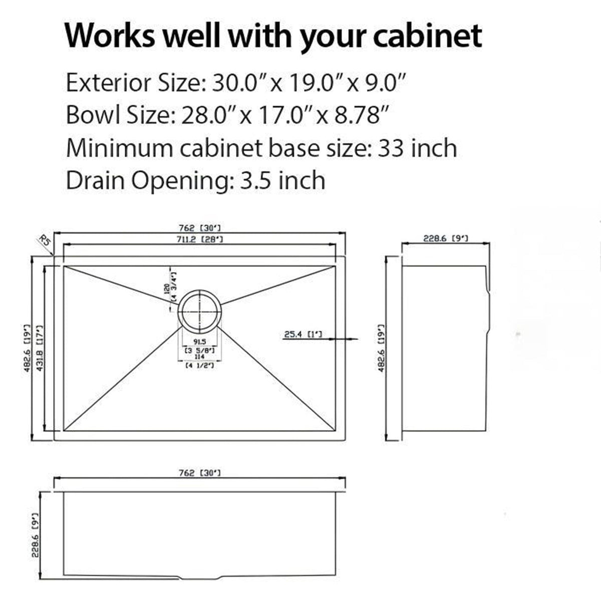 Undermount Steel Kitchen Sink, Deep Single Bowl Basin