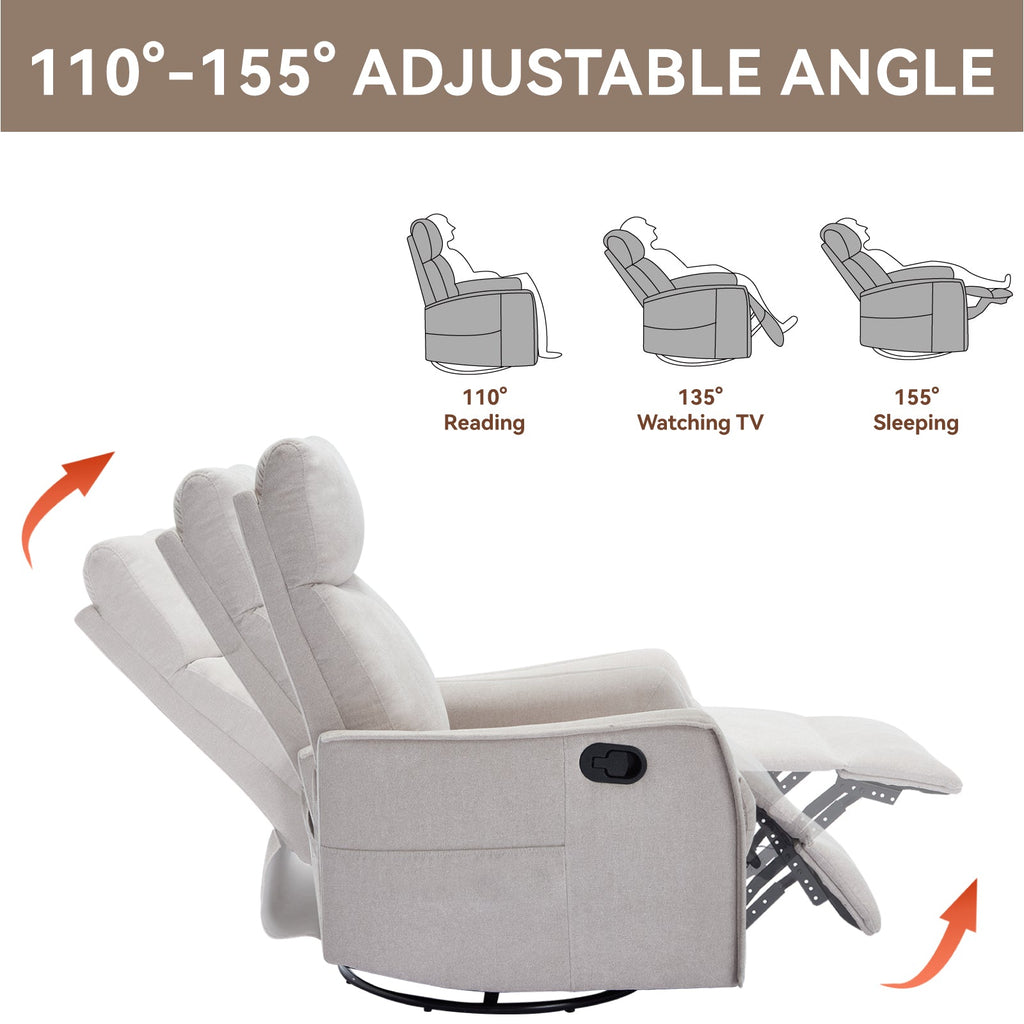 Heat Massage Manual Recliner Chair with Rocker and Swivel