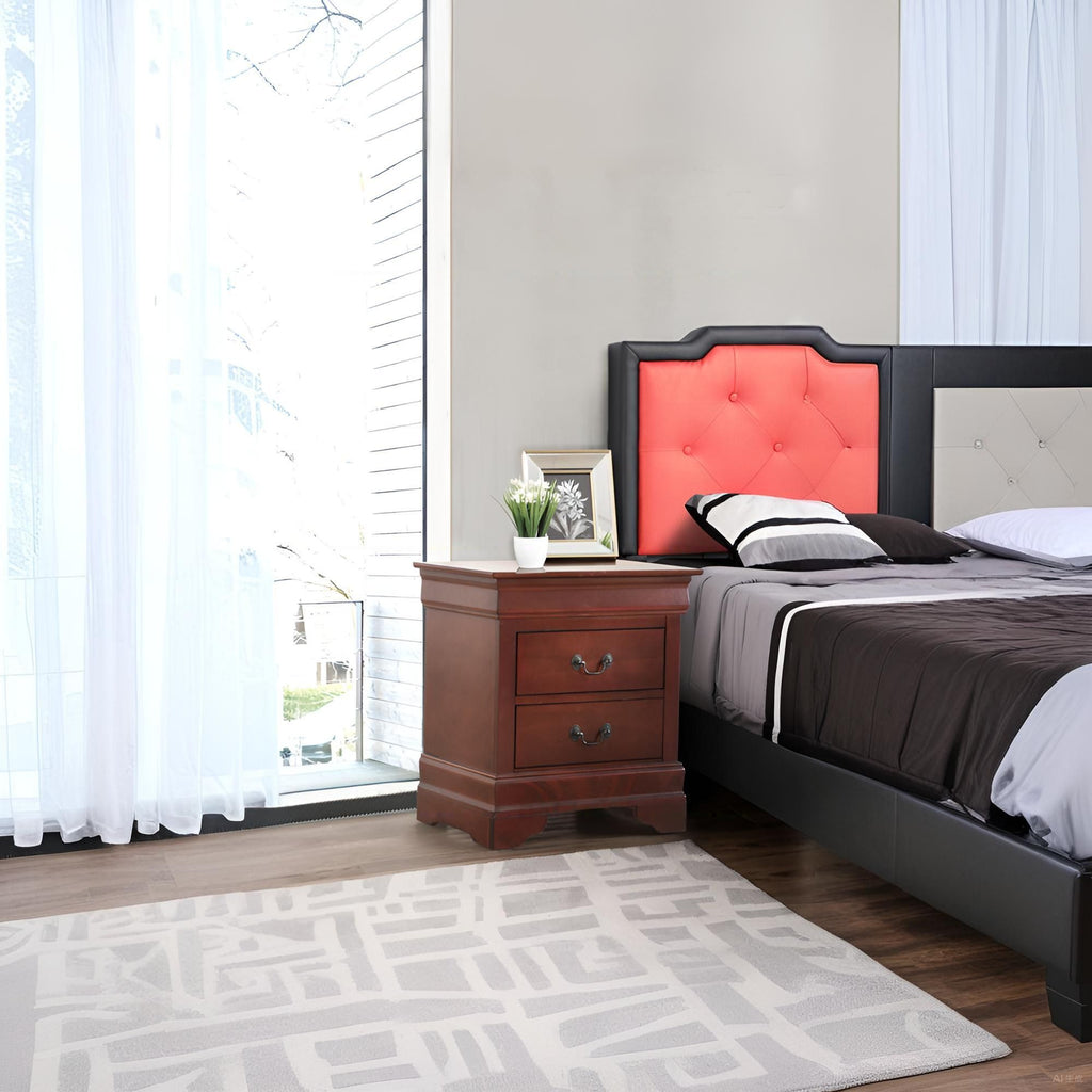 Louis Phillipe Wood Nightstand with Storage Drawers - Multiple Colors