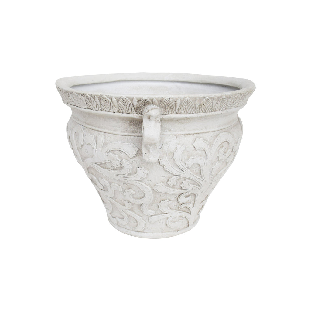Antique White Largo Planter with Lightweight Concrete - Antique White