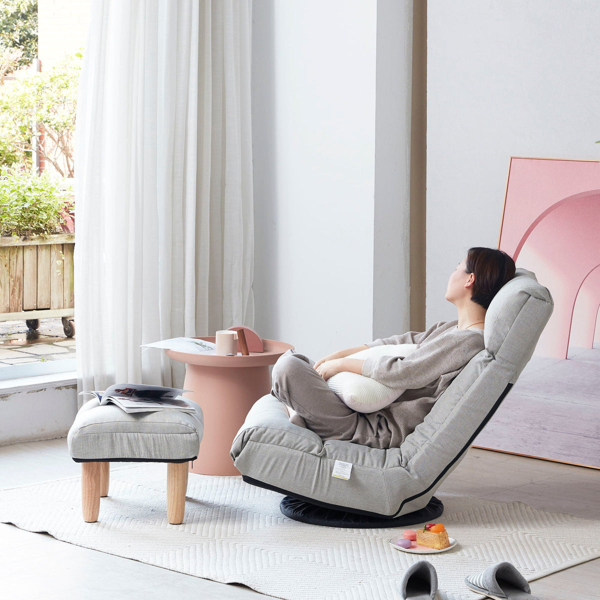 Adjustable Japanese Reclining Floor Chair Sofa With Metal Frame