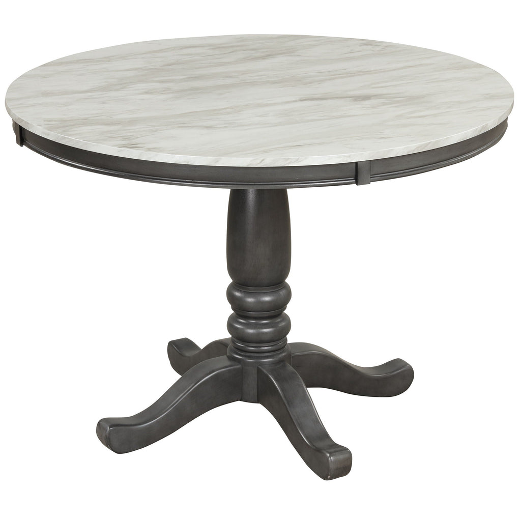 Gray Faux Marble Dining Table with Solid Wood Legs - Gray