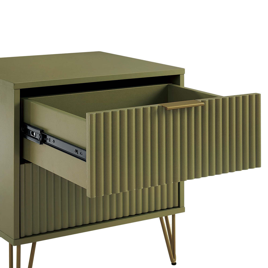 Dumbo Nightstand with 2 Drawers and Fluted Fronts – Multiple Colors
