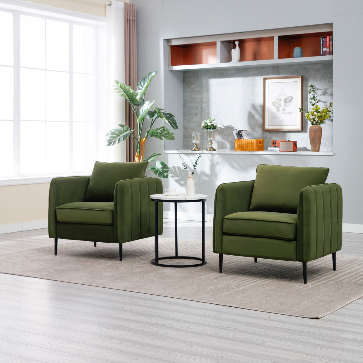 Accent Chair with Removable Pillow - Dark Green or Dark Red