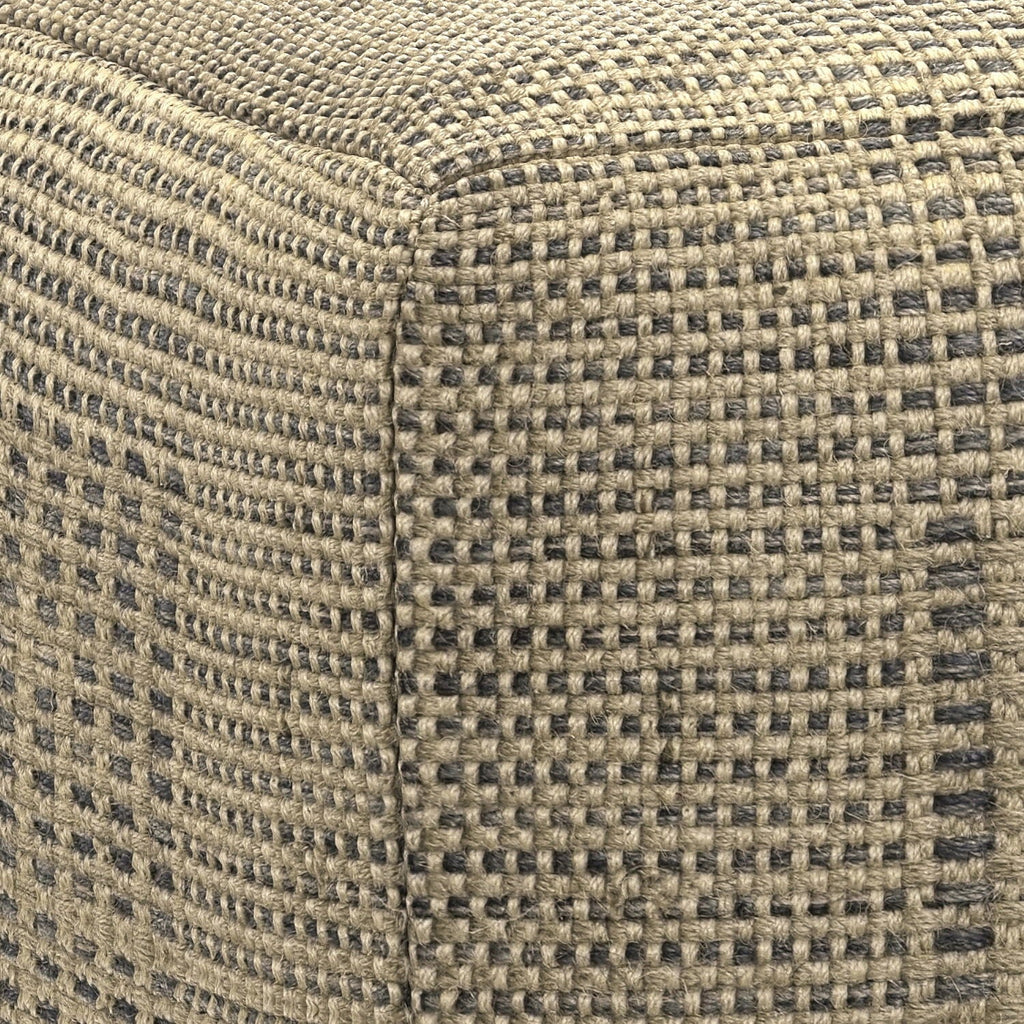Square Woven Pouf with Dense Polystyrene Filling - Natural
