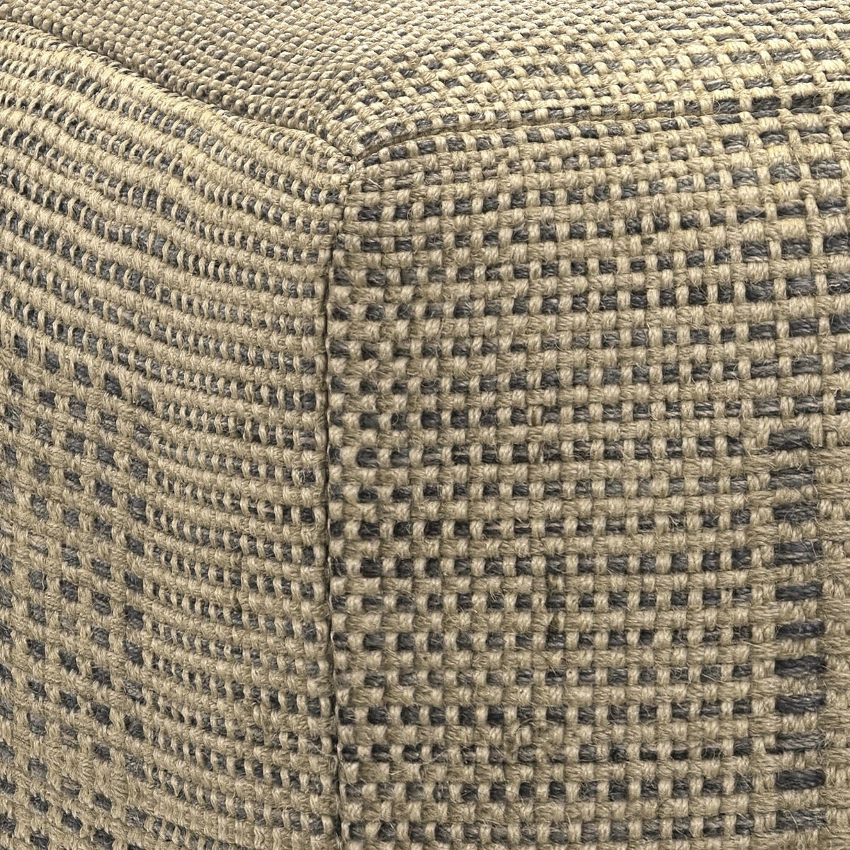 Square Woven Pouf with Dense Polystyrene Filling - Natural