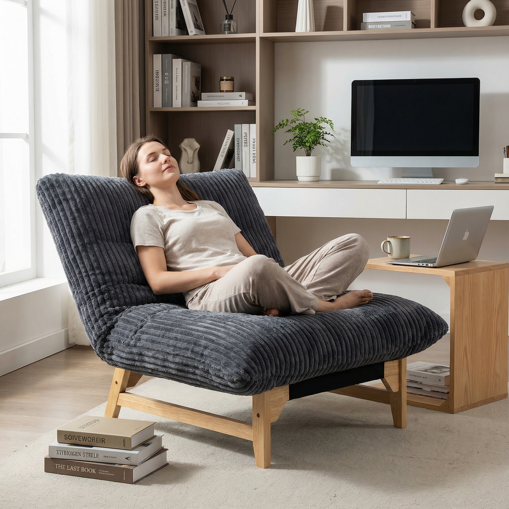 Bean Bag Chair for Adults with Solid Wood Frame - Corduroy