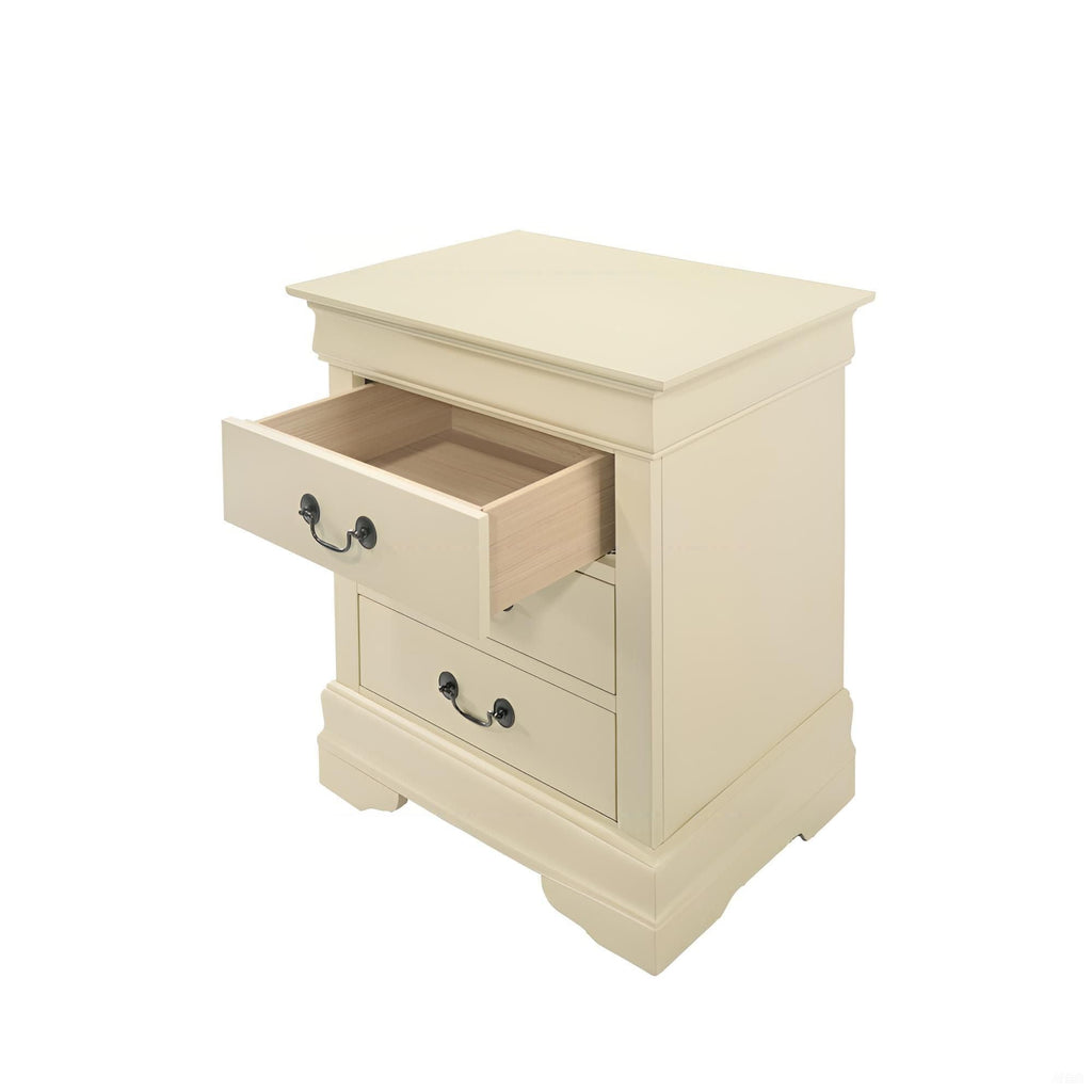 Louis Phillipe Wood Nightstand with Storage Drawers - Multiple Colors