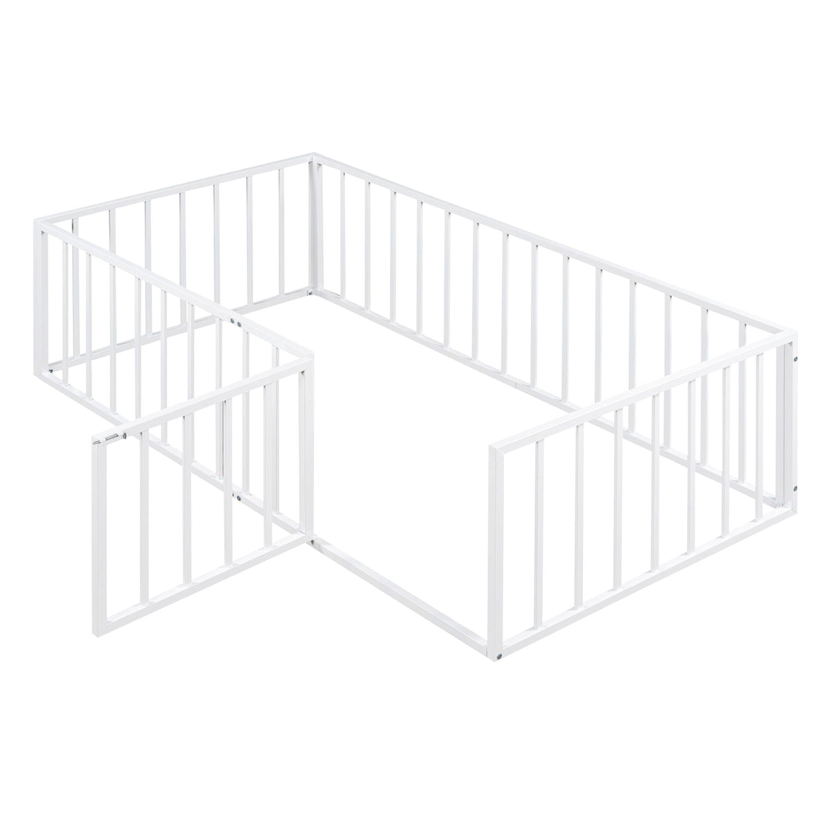 Metal Floor Bed Frame With Fence And Door