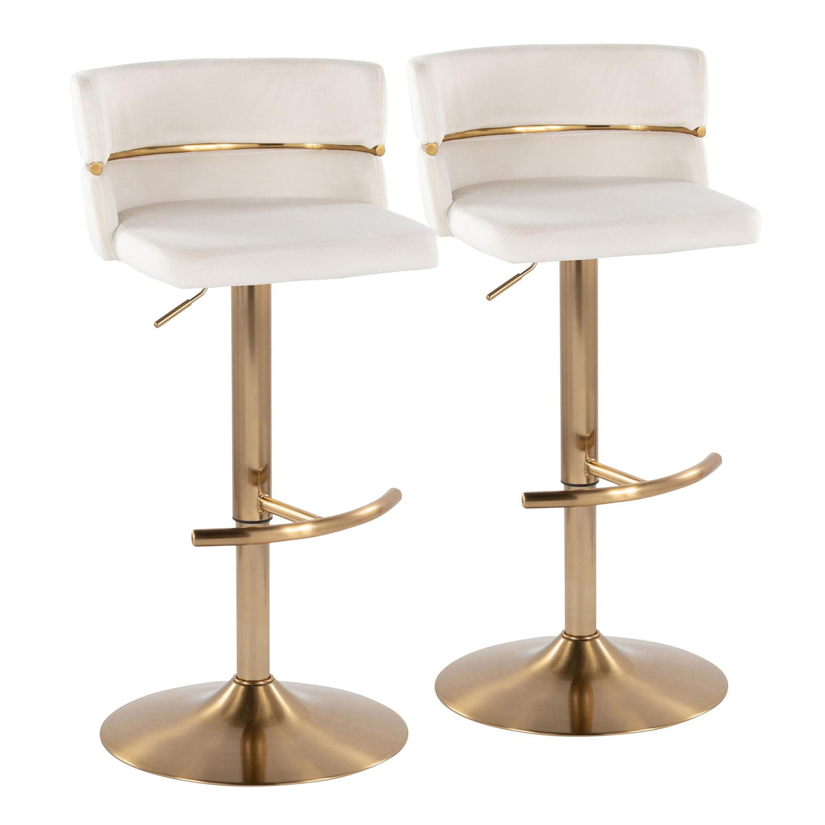Glam Adjustable Barstool Set with Swivel and Rounded T Footrest - Beige or Black