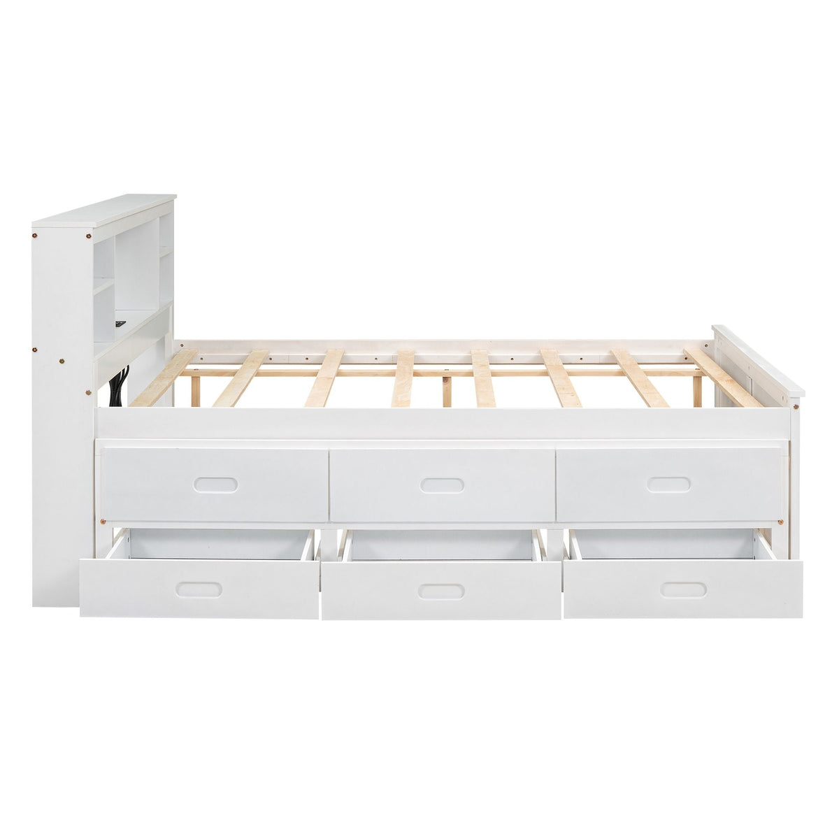 Platform Bed with Storage Headboard, USB, Trundle & 3 Drawers - Twin or Full