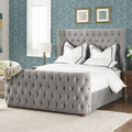 Tufted Panel Bed with Wingback Headboard and Footboard - Multiple Colors