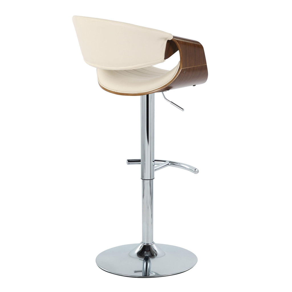 Mid Century Modern Adjustable Barstool Set of 2 with Swivel Footrest - Pearl Silver, Beige, Black