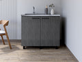 Utility Sink Cabinet Burwood with Two Shelves - Smokey