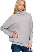 Zenana Viscose Dolman Sleeve Mock Neck Sweater