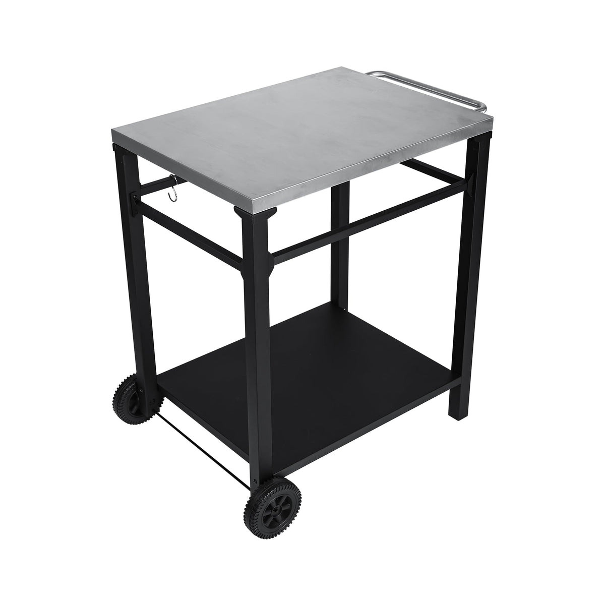 2-Tier Outdoor Grill Cart with Stainless Steel Top - Black