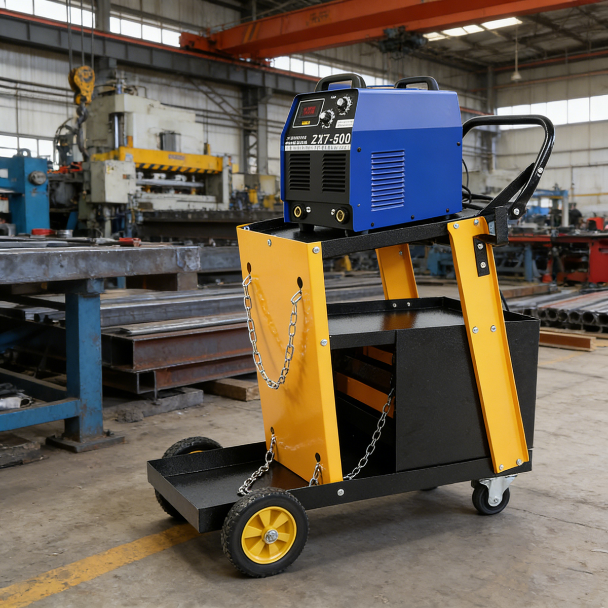 Multi-Function Welder Trolley with 4 Drawers and Safety Chains - Iron