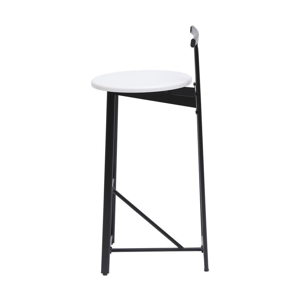 Modern Bar Stools with Backrest for Kitchen – Set of 3 – White or Black