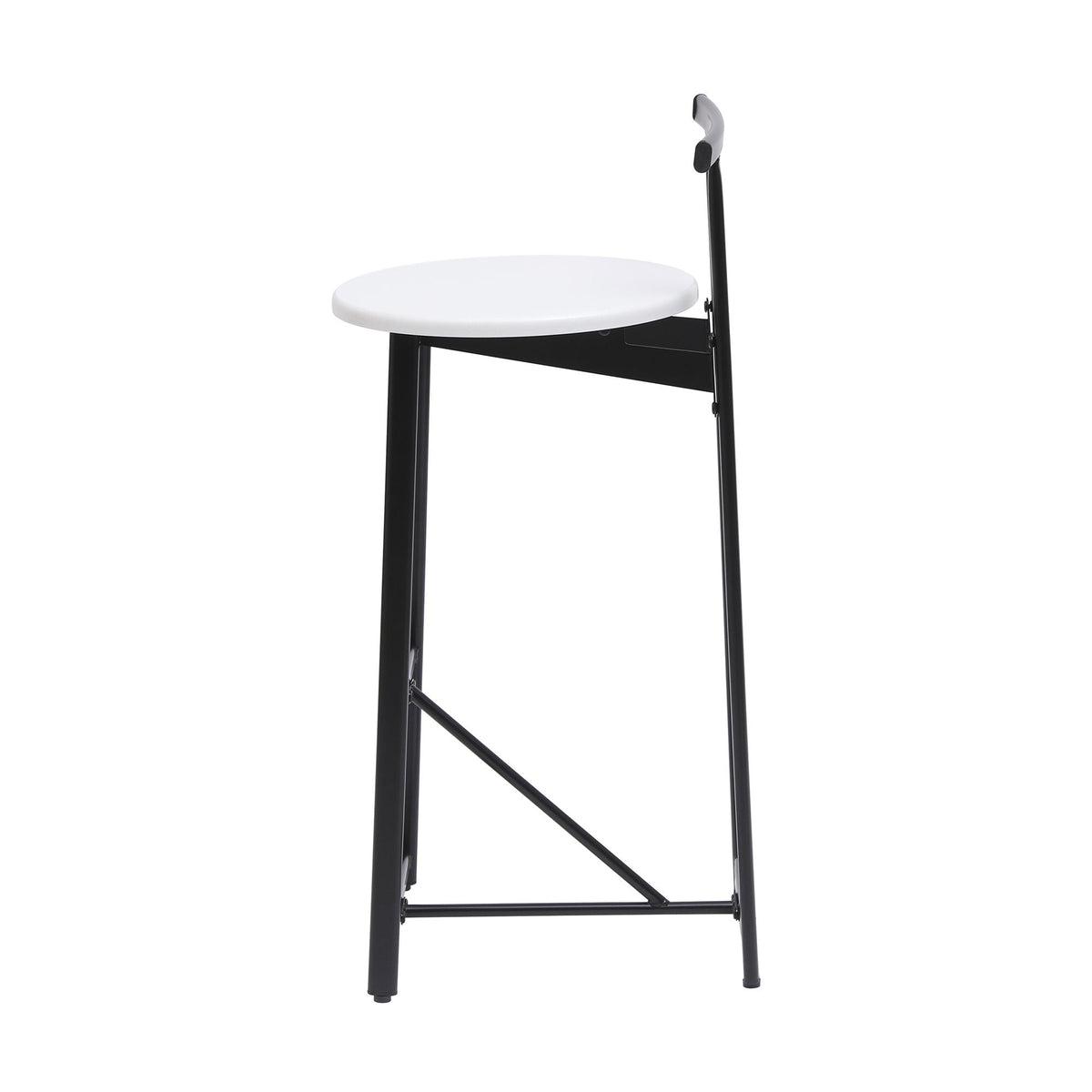 Modern Bar Stools with Backrest for Kitchen – Set of 3 – White or Black