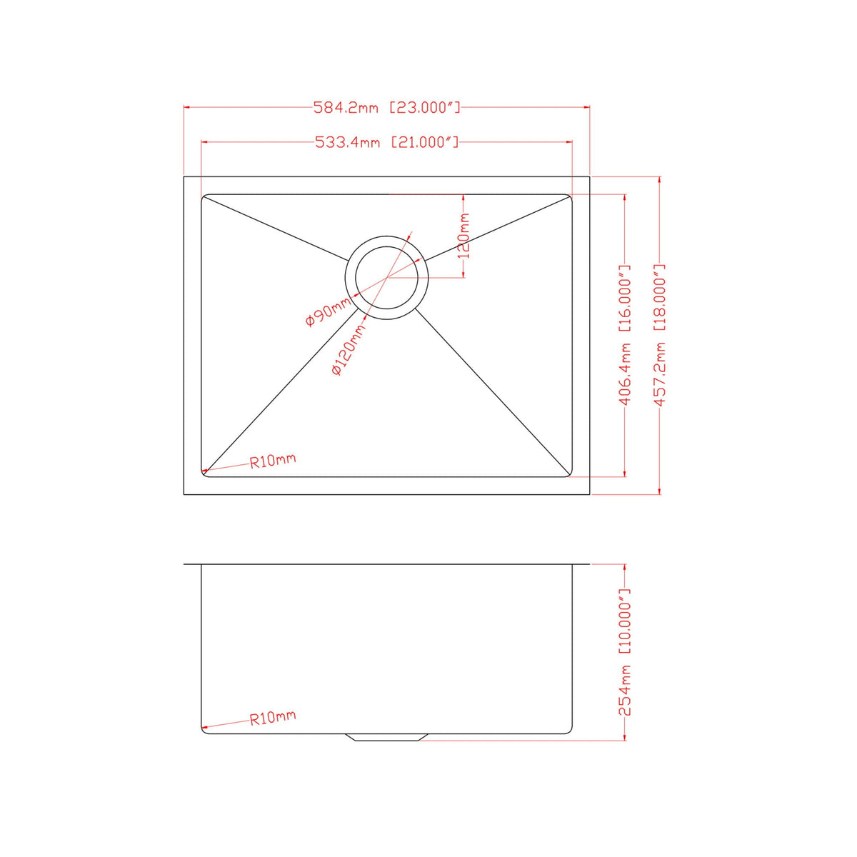 Undermount Steel Kitchen Sink, Deep Single Bowl Basin