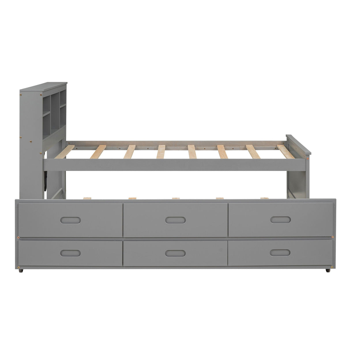 Platform Bed with Storage Headboard, USB, Trundle & 3 Drawers - Twin or Full