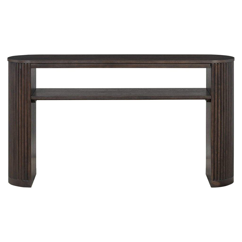 Console Table With Fluted Legs and Open Shelf - Available in Black, Light Brown, Dark Brown