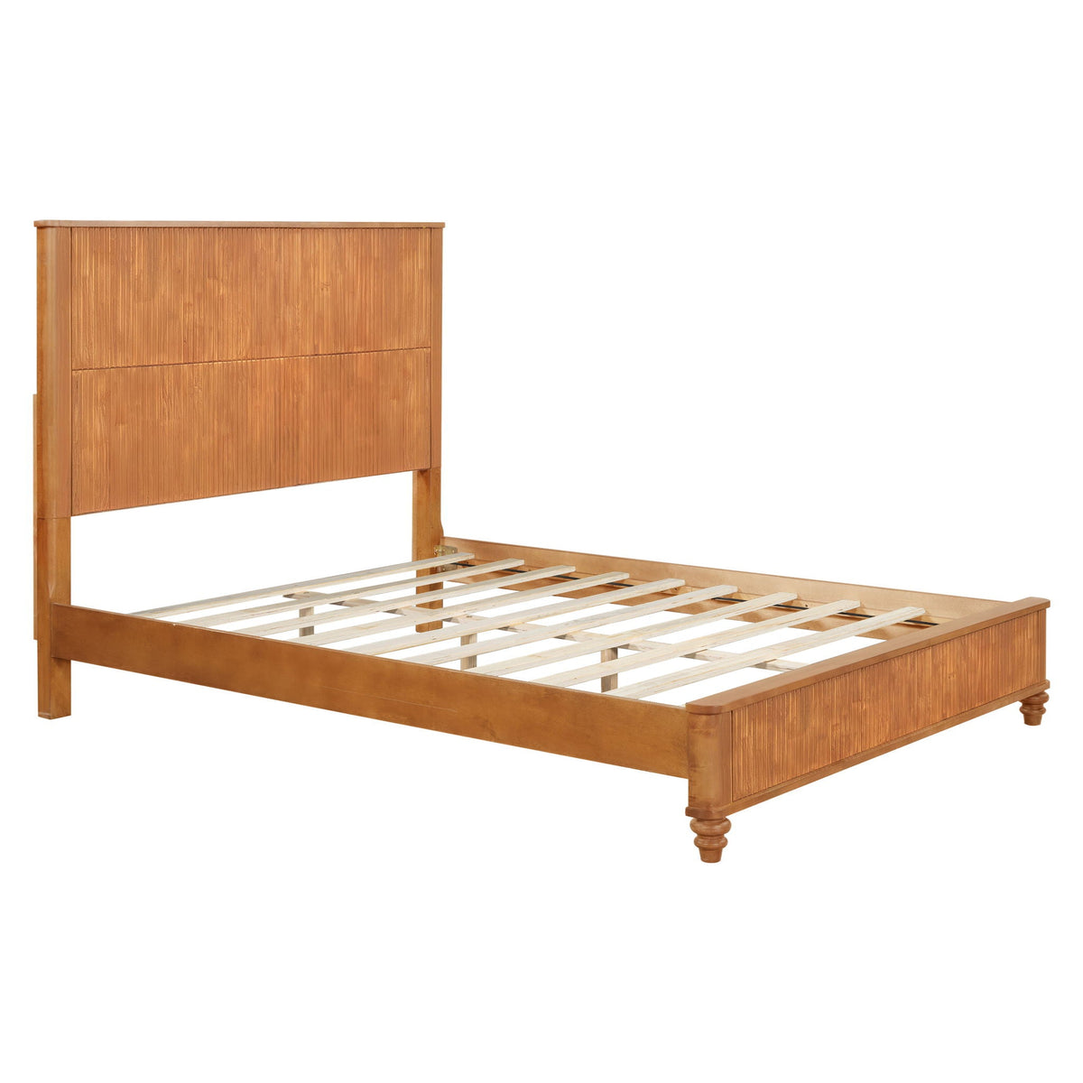 Platform Bed Frame with Tall Headboard - Solid Wood, Queen & King Sizes