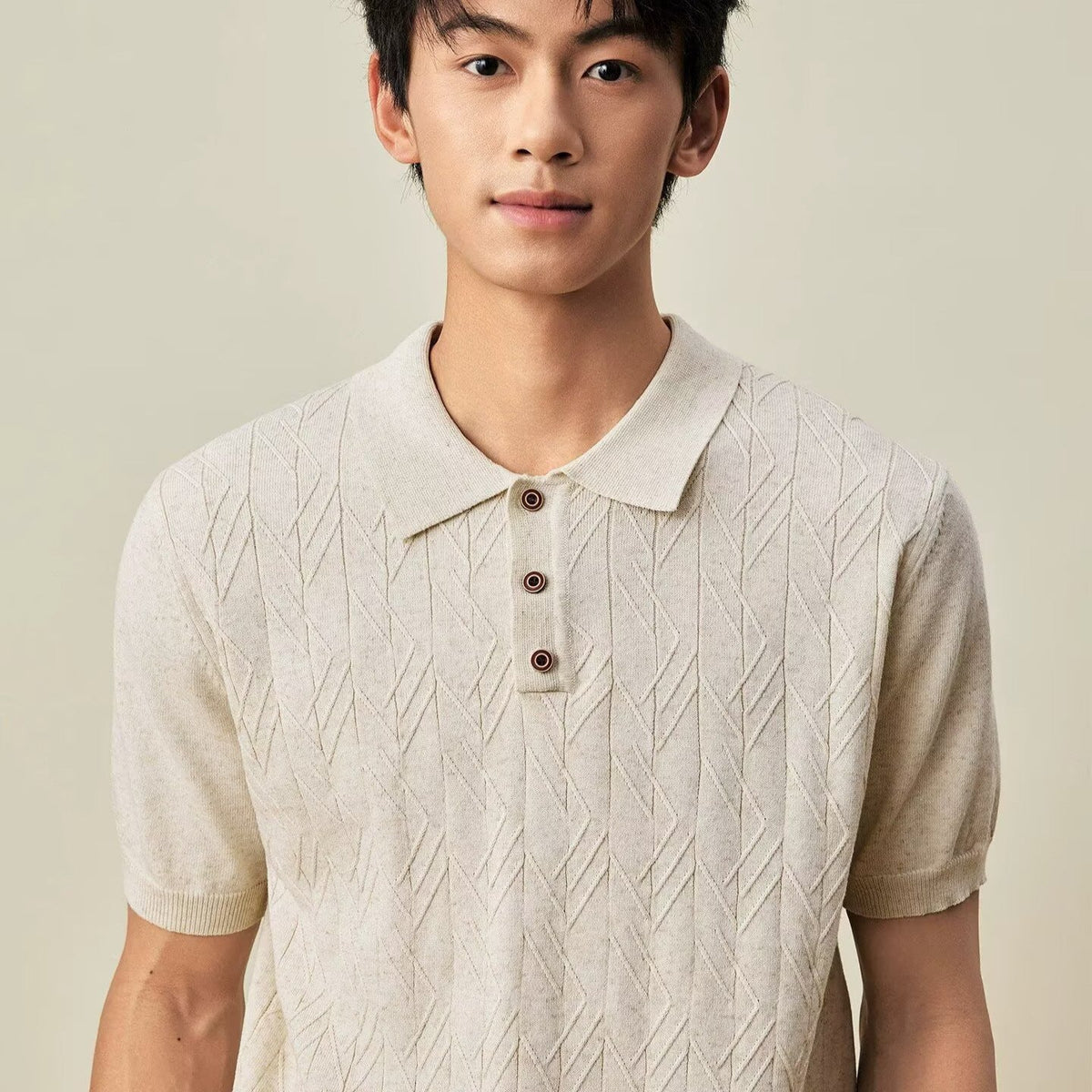 Japanese-style Retro Mens Knitted T-shirt Top