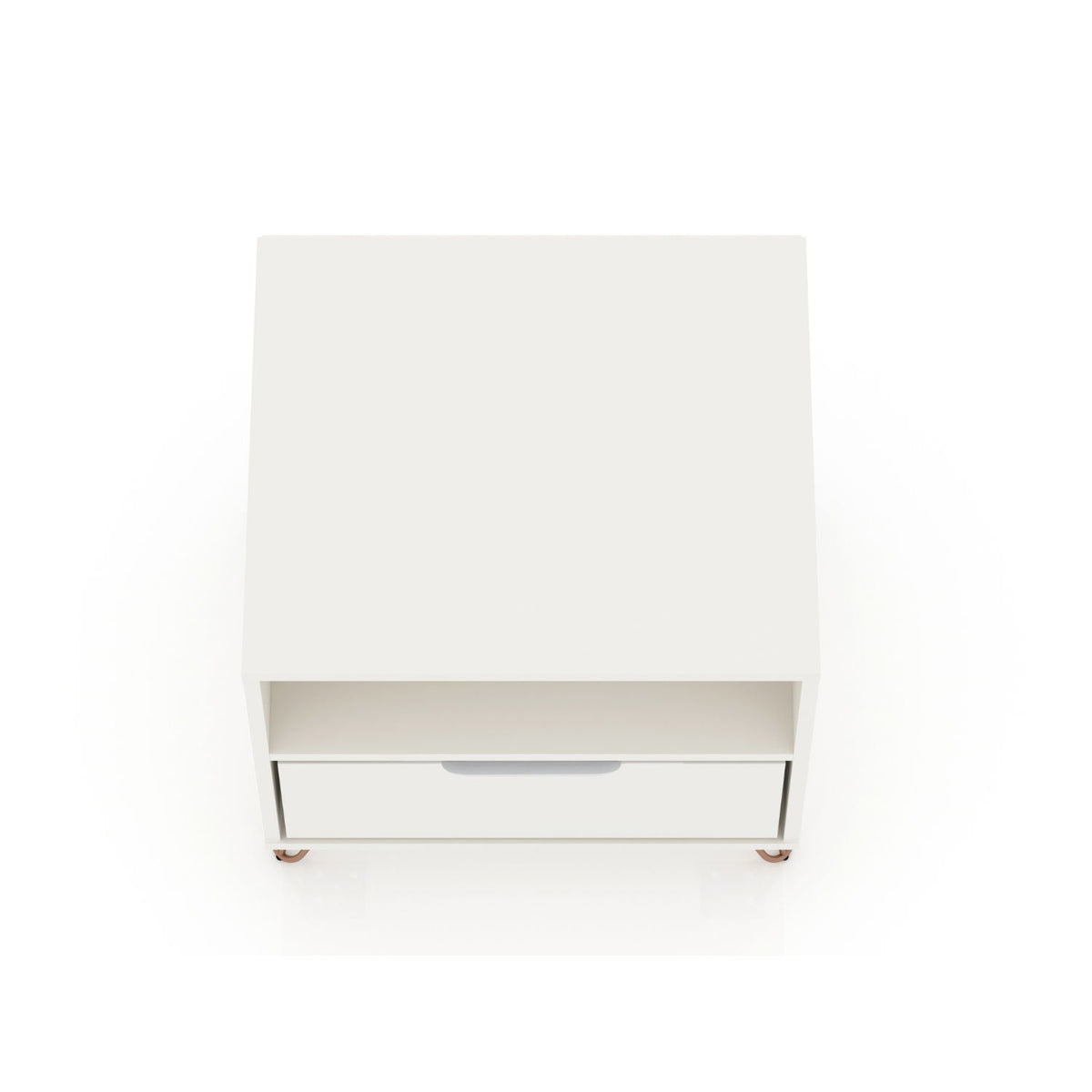 White Nightstand with 1 Drawer and Metal Legs - Rockefeller