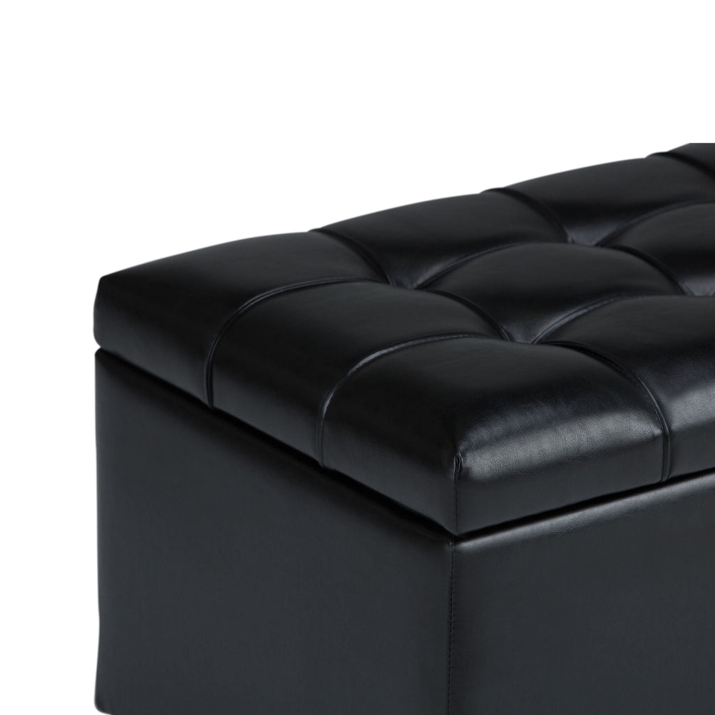 Upholstered Storage Ottoman Bench with Safety Hinge - Multiple Colors
