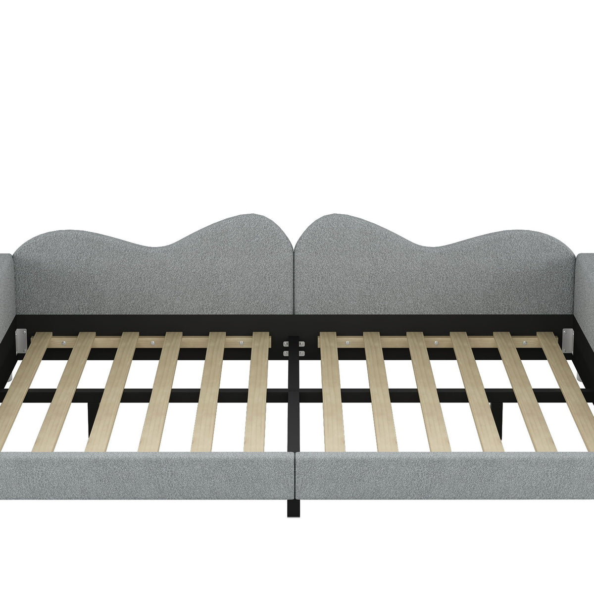 Upholstered Daybed with Cloud-Shaped Backrest - Full Size, Sherpa Fabric