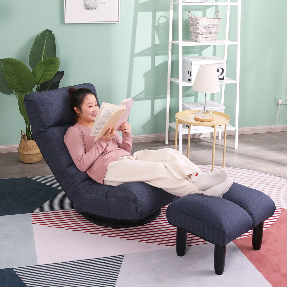 Adjustable Japanese Reclining Floor Chair Sofa With Metal Frame