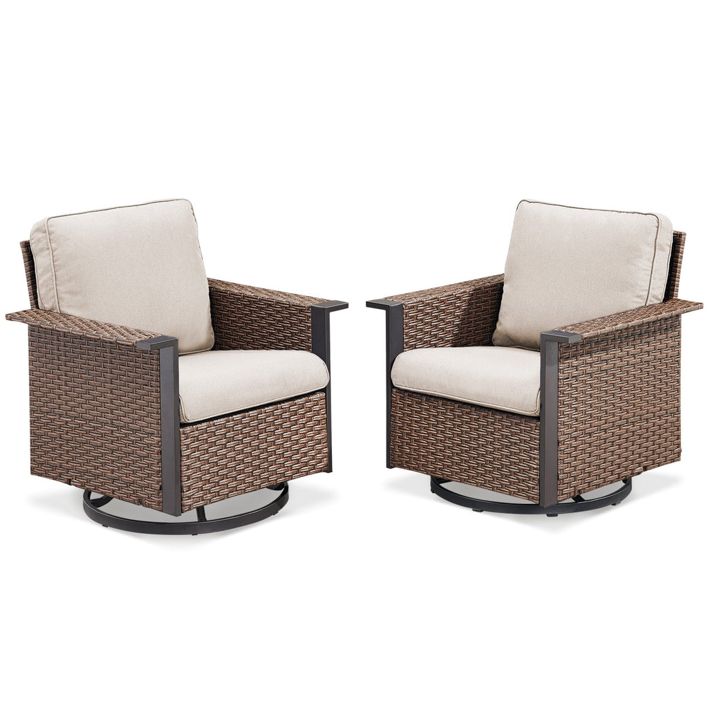 Outdoor Swivel Rocking Chairs with Ergonomic Support - Brown or Gray