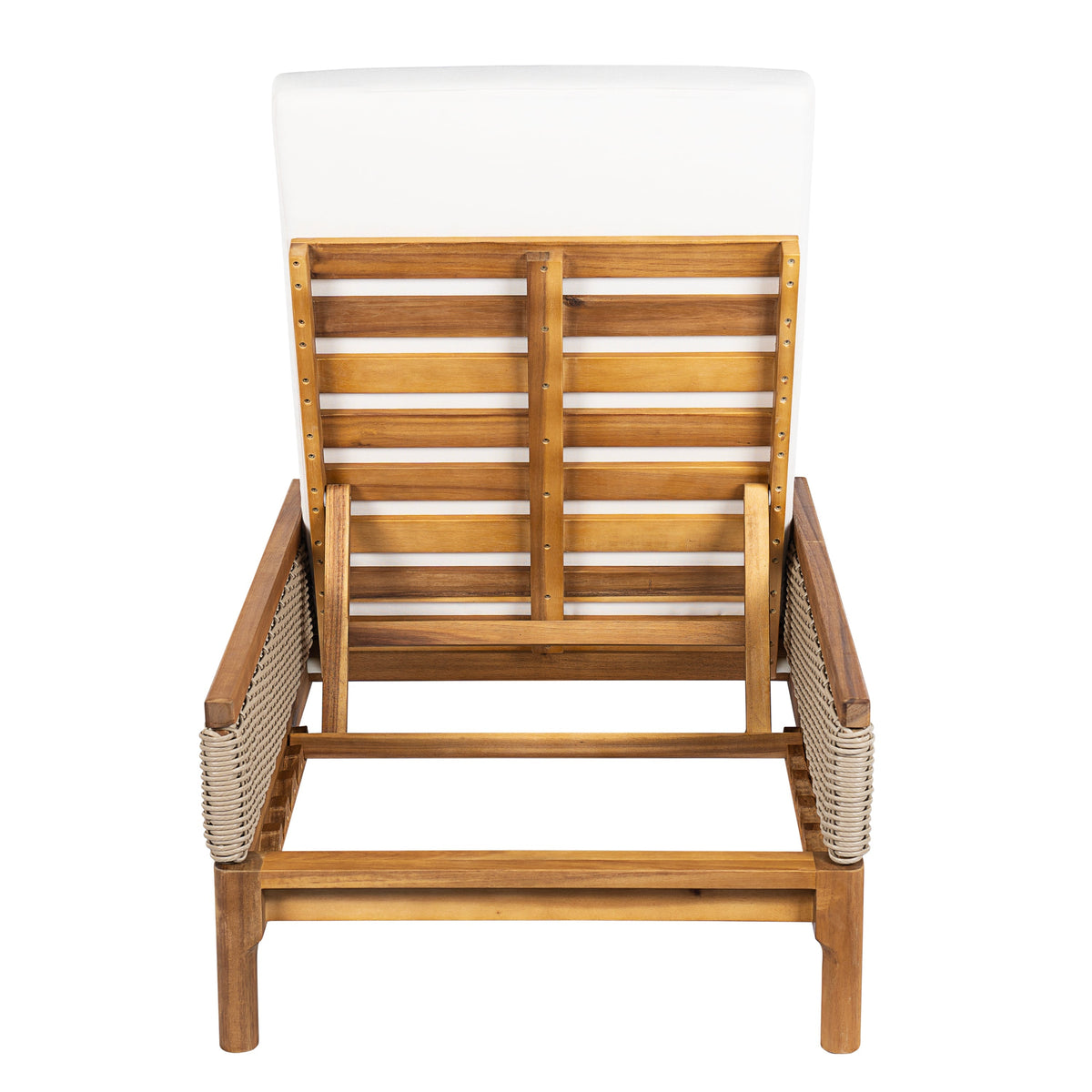 Solid Acacia Wood Sun Lounger Set of 2 with Cushions - Beige & Light Grey