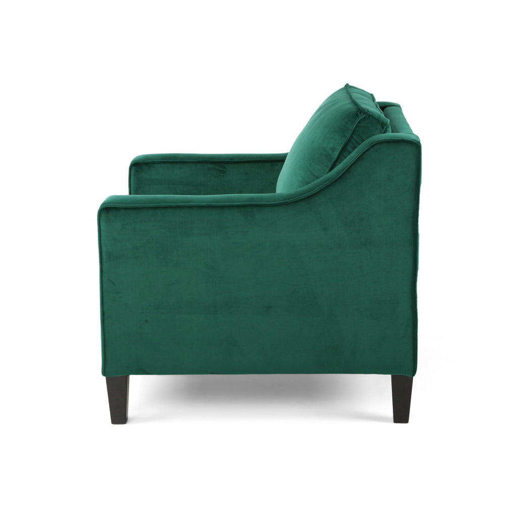 Green Velvet Upholstered Club Chair with Upholstered Velvet - Green