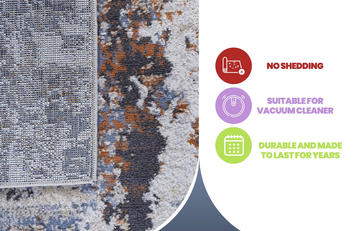 Abstract Runner Rug with Stain Resistance - Beige or Blue