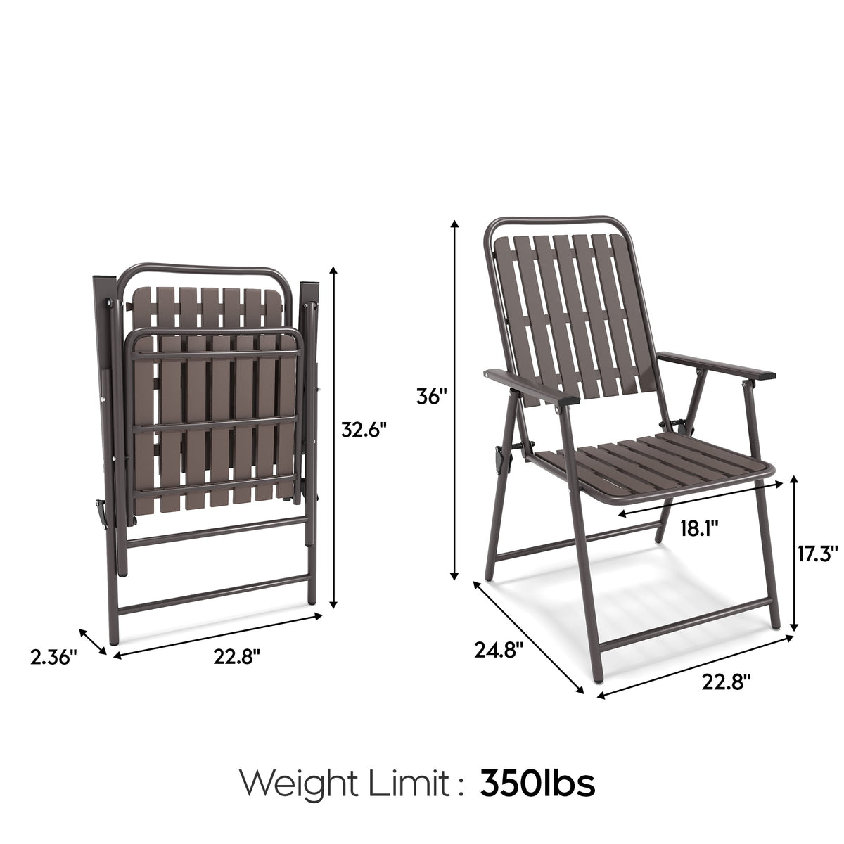 Brown 2-Piece Folding Chair with Rust-Resistant Frame - Brown