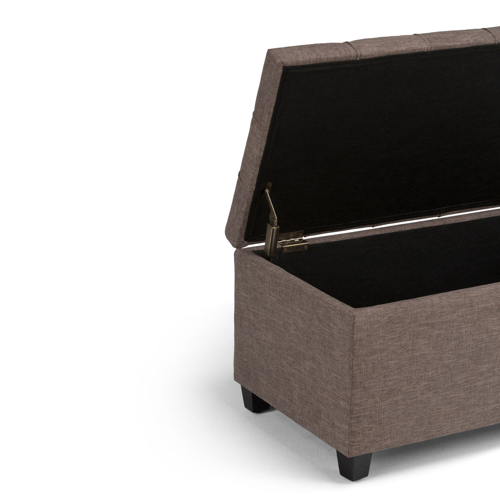 Upholstered Storage Ottoman Bench with Safety Hinge - Multiple Colors