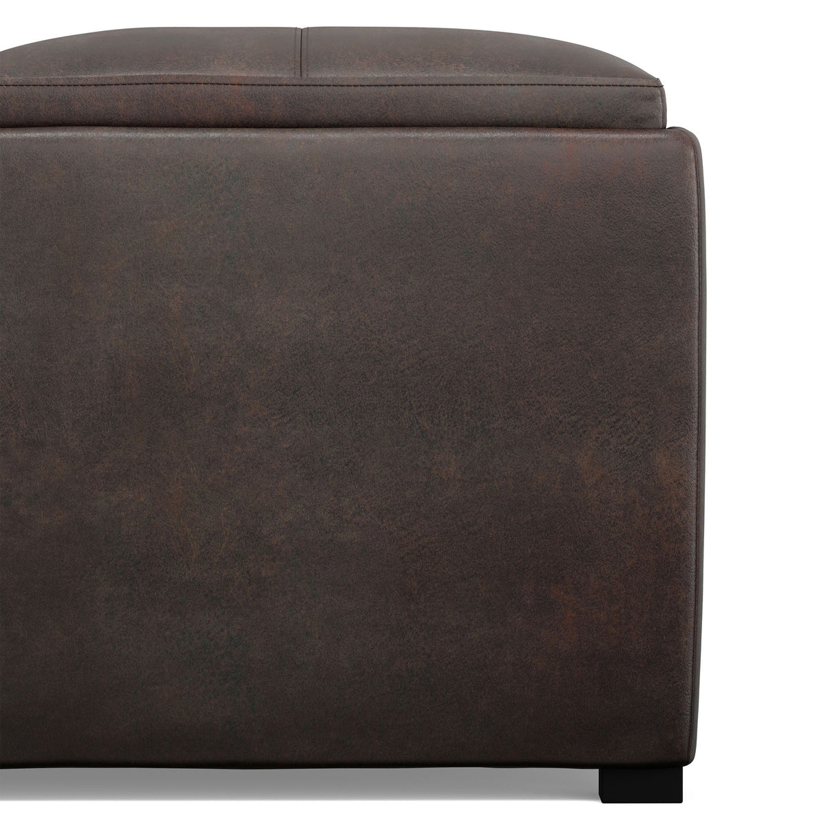 Upholstered Square Coffee Table Storage Ottoman with Flip Serving Trays - Black or Dark Brown