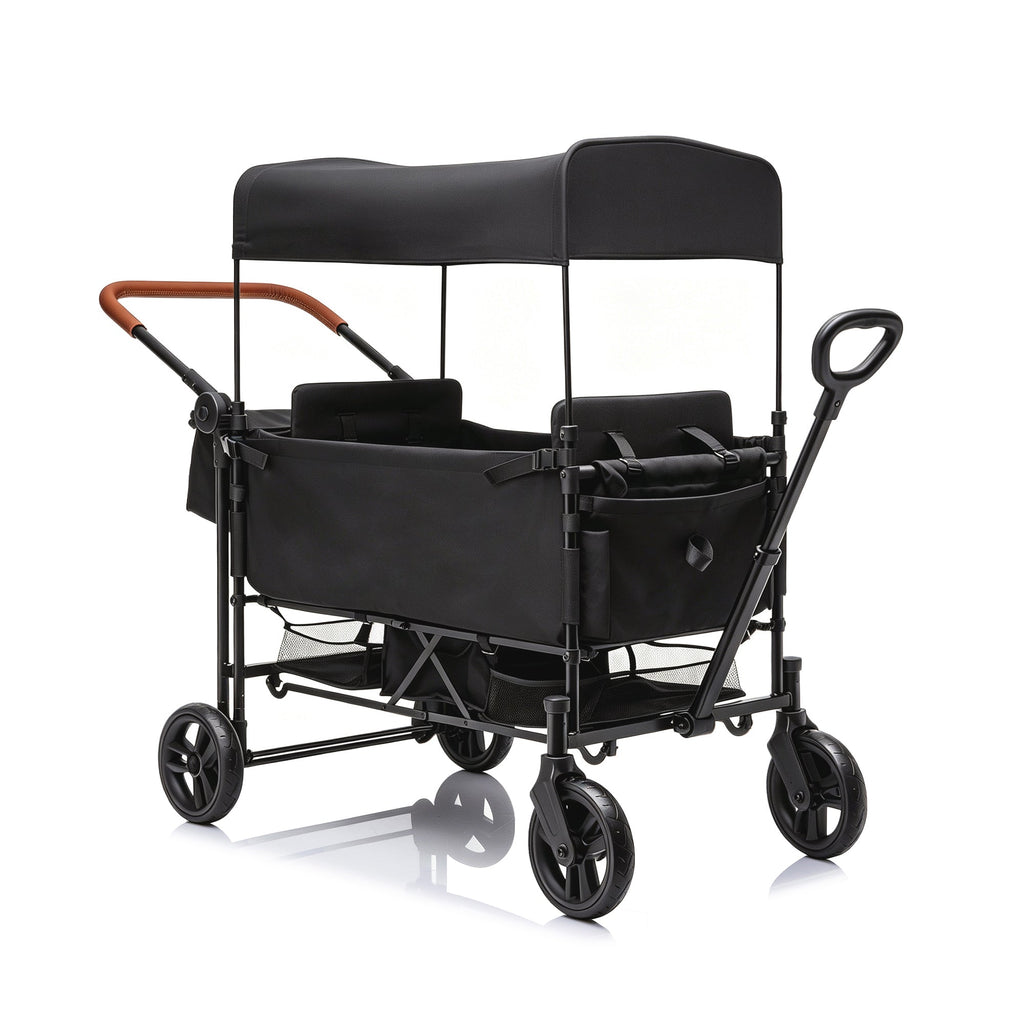 Wagon Stroller for 2 Kids with Adjustable Canopy and All-Terrain Wheels