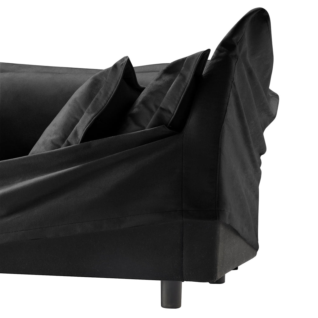 Luxurious Chenille Ottoman with Removable Covers - Black, Green, or Cream