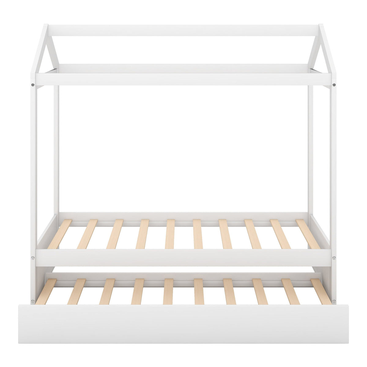 House Bed With Trundle In, Twin Size - White