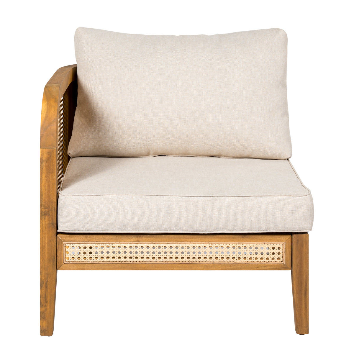Kirkby Outdoor 5 Seater V-Shaped Acacia Wood Sofa with Cushions