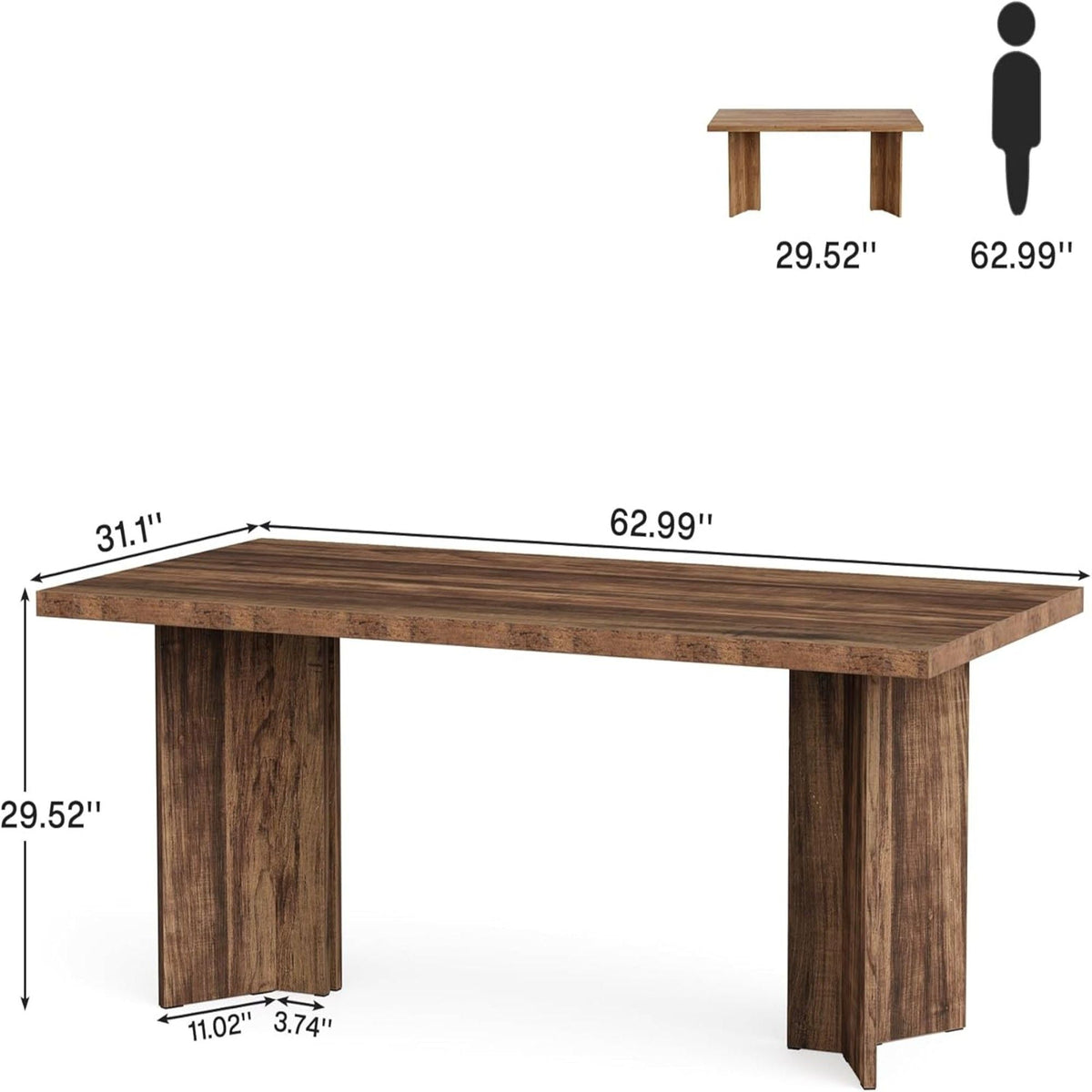 Vintage Executive Desk with Thickened Tabletop – Light Brown or Dark Brown