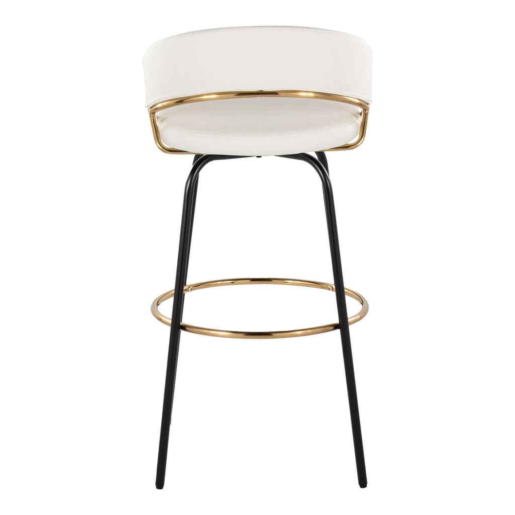 Fixed Height Contemporary Barstool Set with Swivel Footrest - Black or White