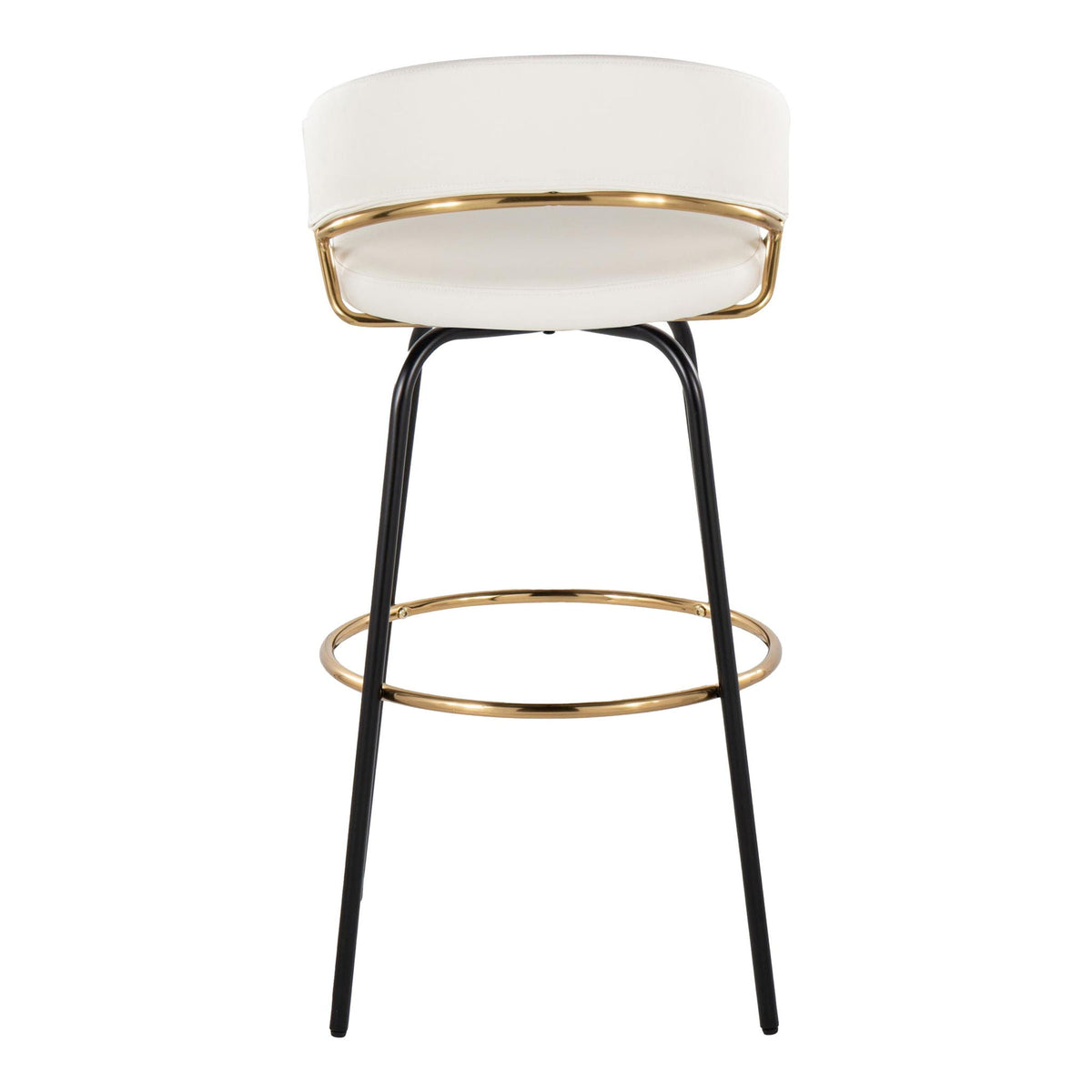 Fixed Height Contemporary Barstool Set with Swivel Footrest - Black or White