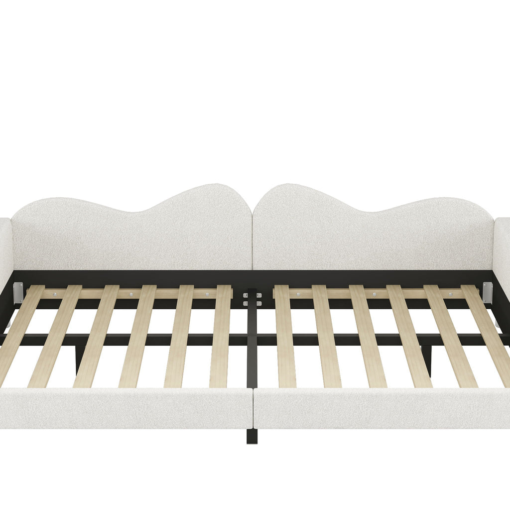 Upholstered Daybed with Cloud-Shaped Backrest - Full Size, Sherpa Fabric