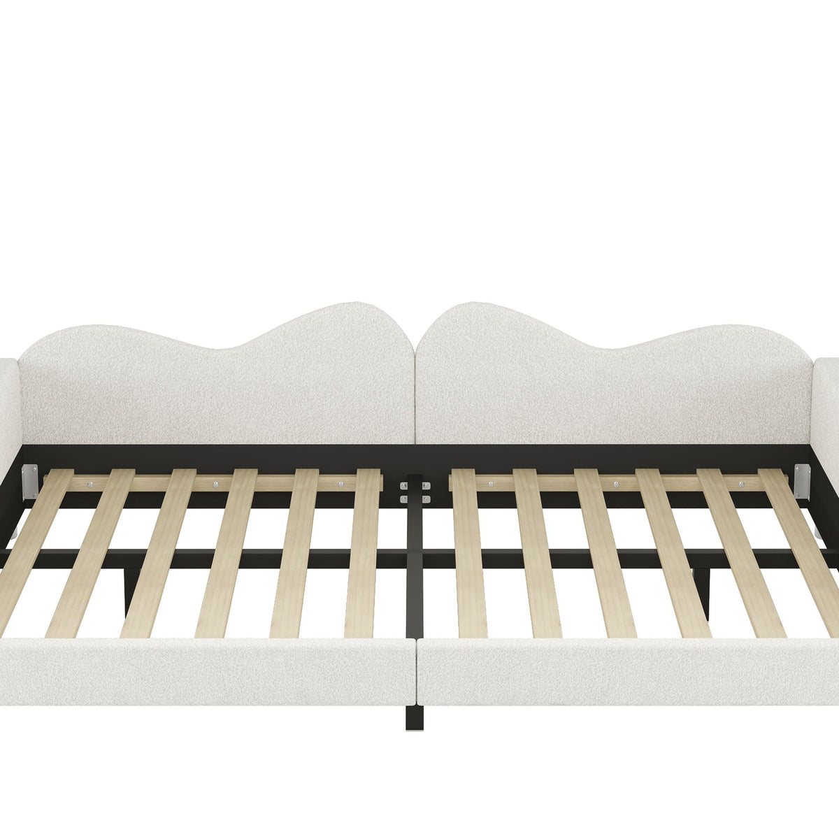 Upholstered Daybed with Cloud-Shaped Backrest - Full Size, Sherpa Fabric