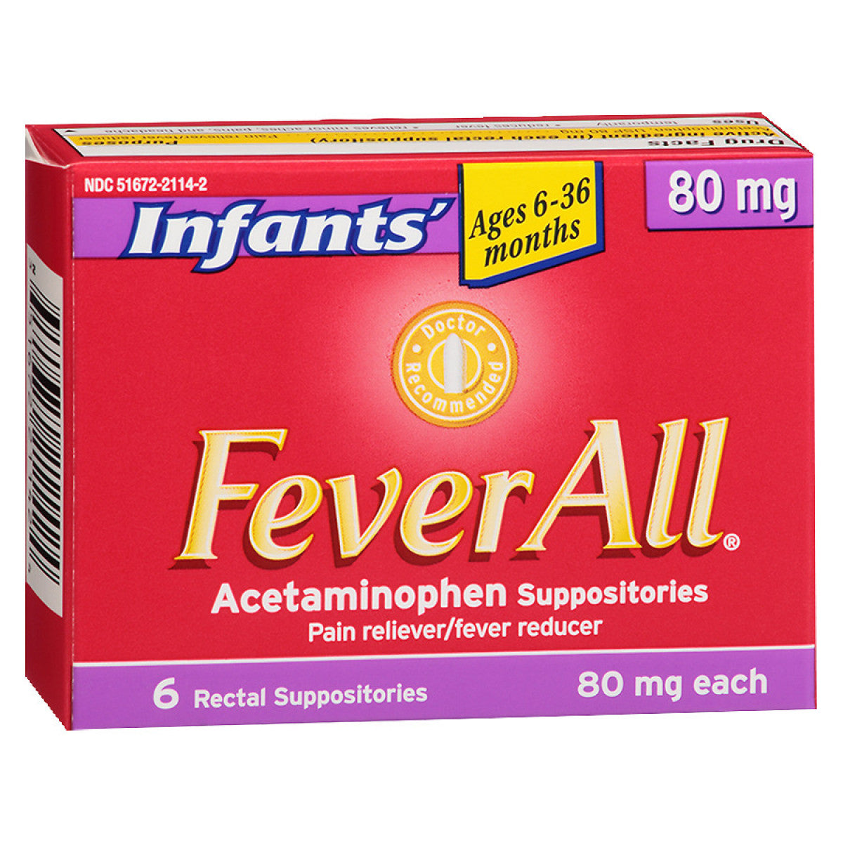 FeverAll Acetaminophen, 80 Mg, Infants, Suppositories